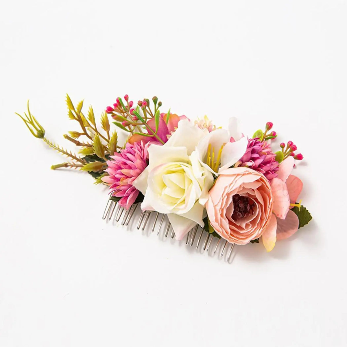Large Artificial Flower Metal Hair Side Comb, Decorative Floral Hair Clip, Elegant Hair Accessory Versatile Use for Weddings, Brides, Girls, Bridal Party