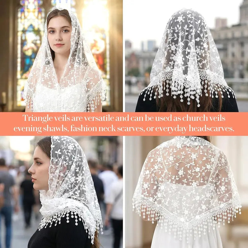 Lace White Mantilla Veil, Charming Lace Head Coverings for Women, Exquisite Elegant Wedding Veil for Bridal Weddings Special Occasions : Clothing, Shoes & Jewelry