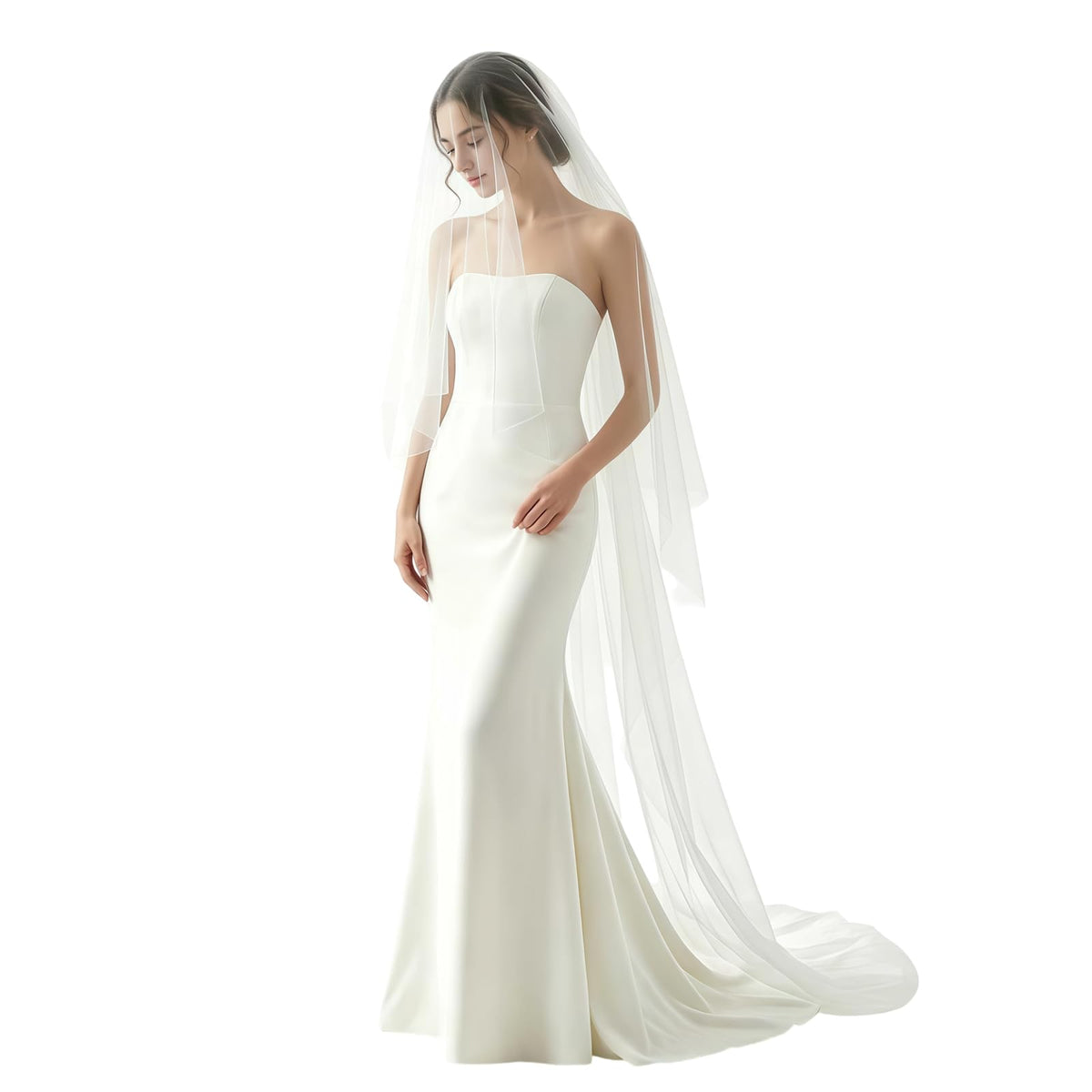 2 Tiers Wedding Veil Cathedral Length with Comb(Off white)