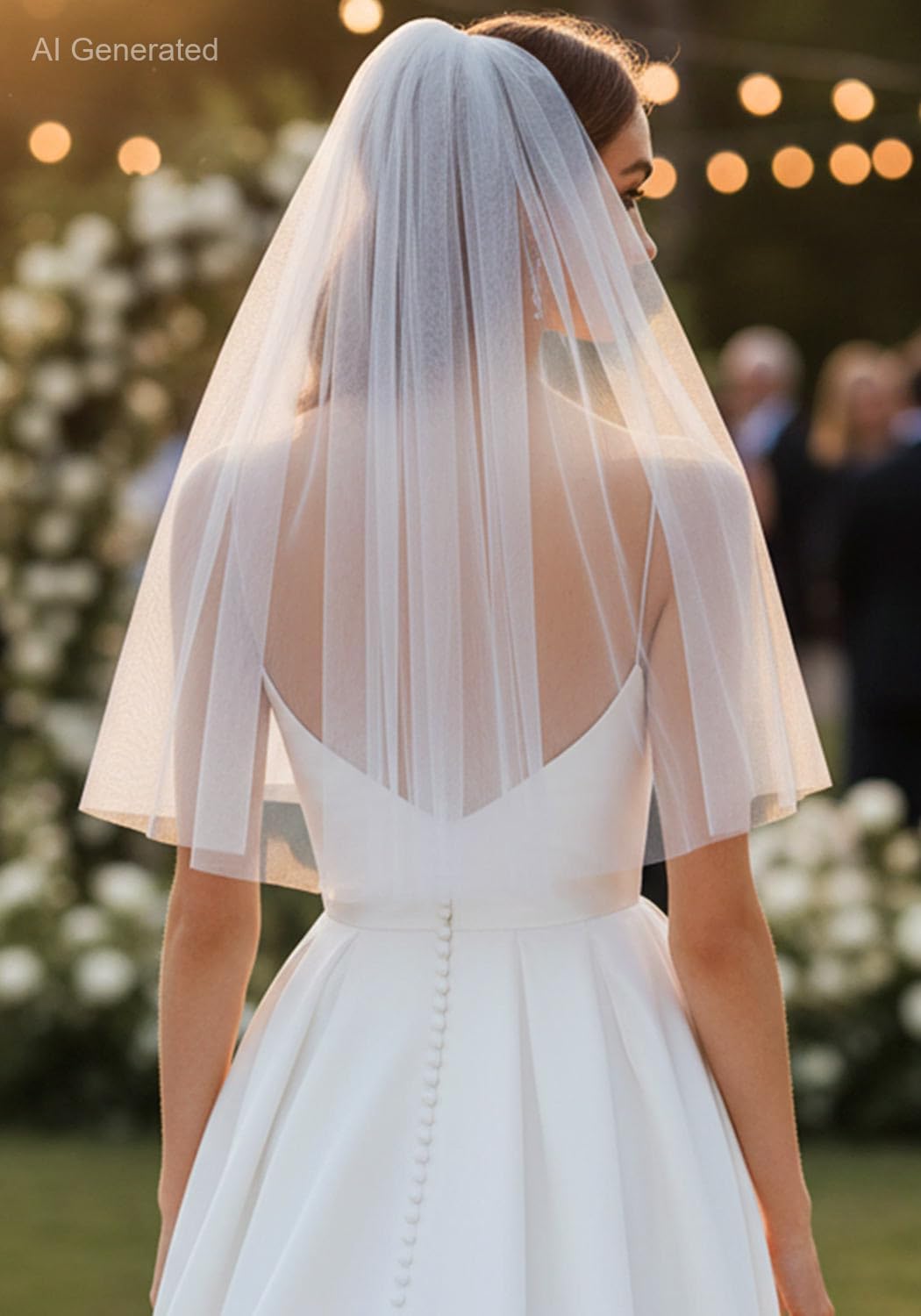 HEREAD Short Wedding Veil 1 Tier Bridal Veils with Comb for Brides