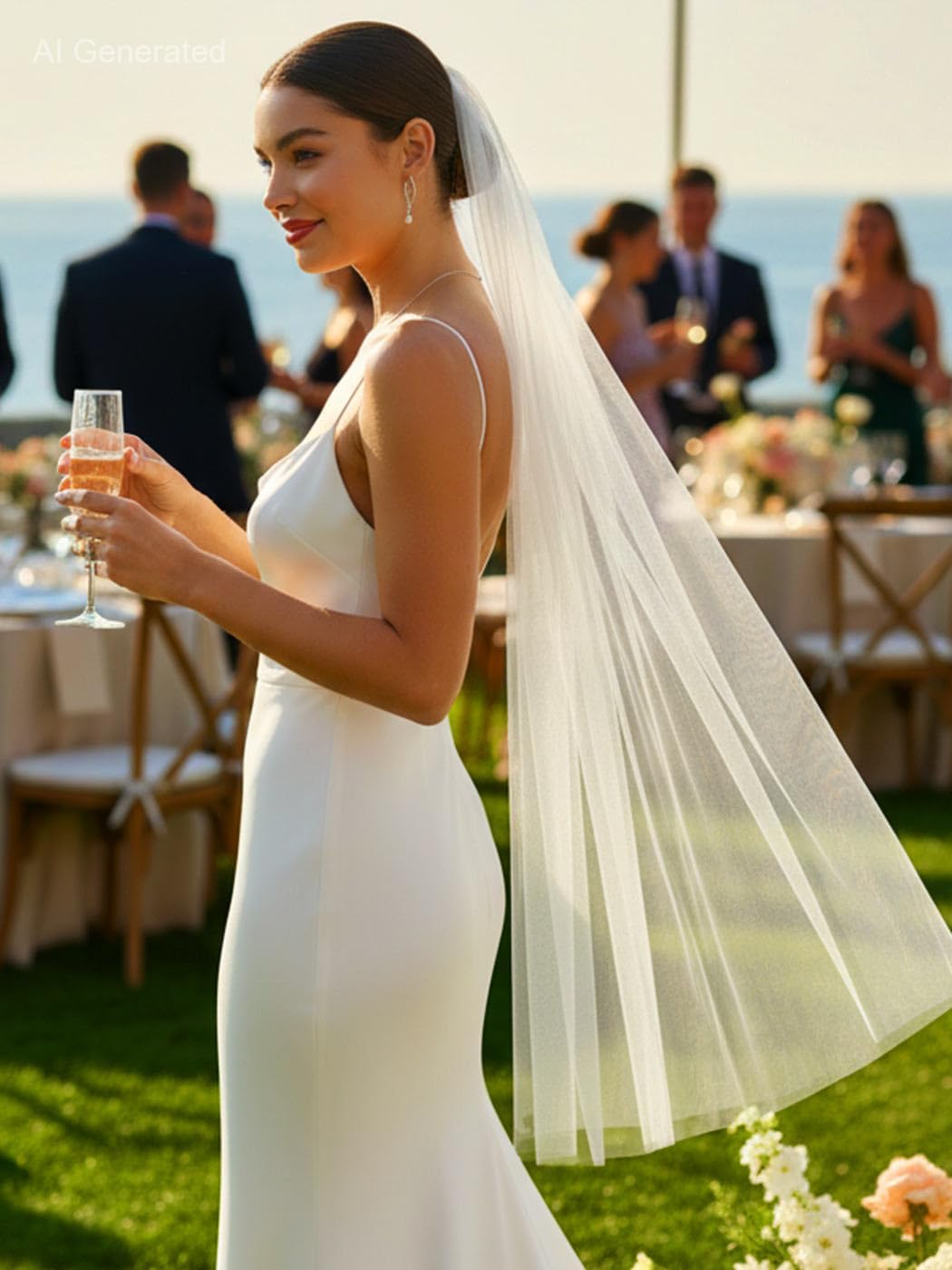 HEREAD Short Fingertip Bride Wedding Veil Bridal Veils for Women