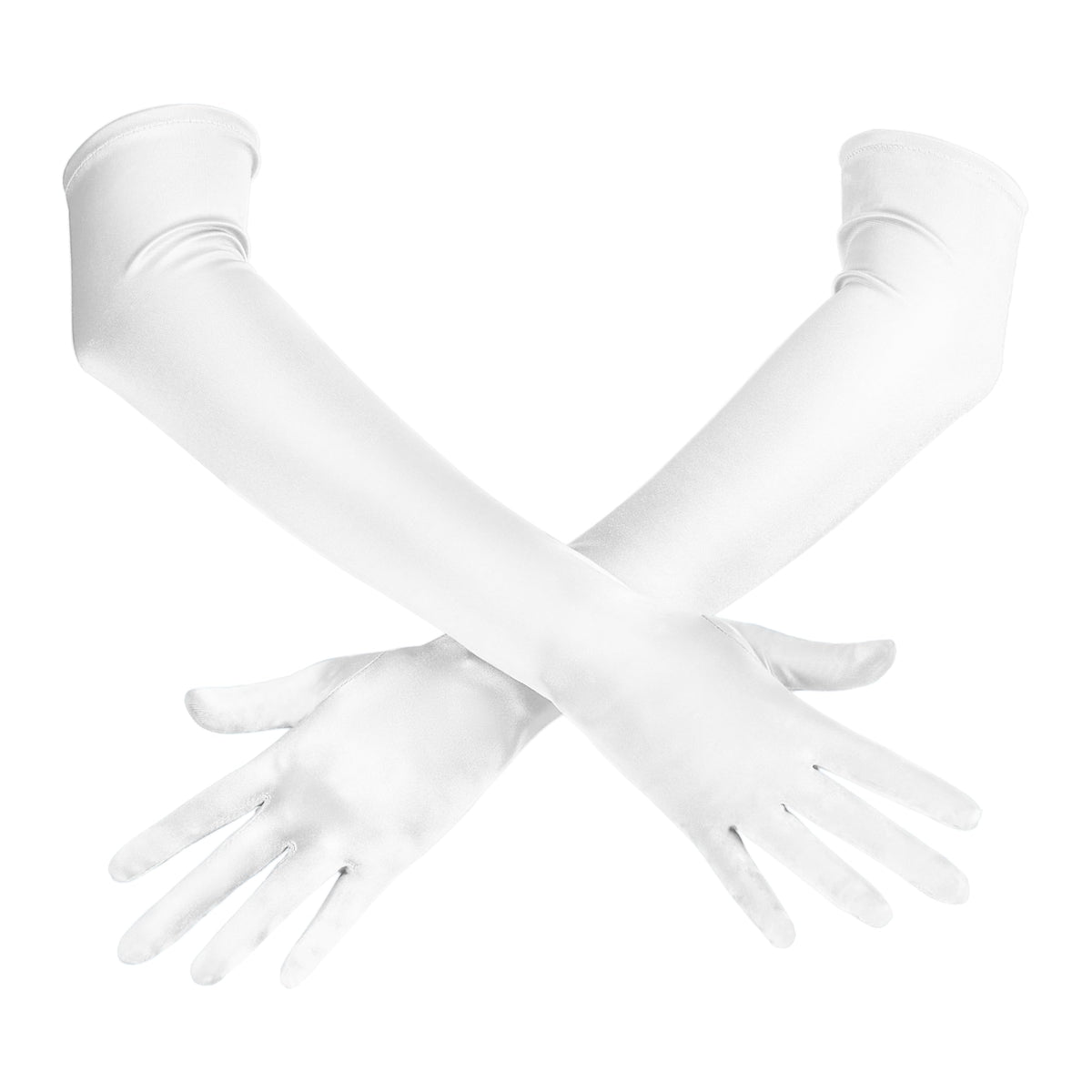 Spooktacular Creations Long Opera Party Gloves, 1920s Satin Gloves Costume for Women, Silk Stretchy Elbow Length Size 21 inch