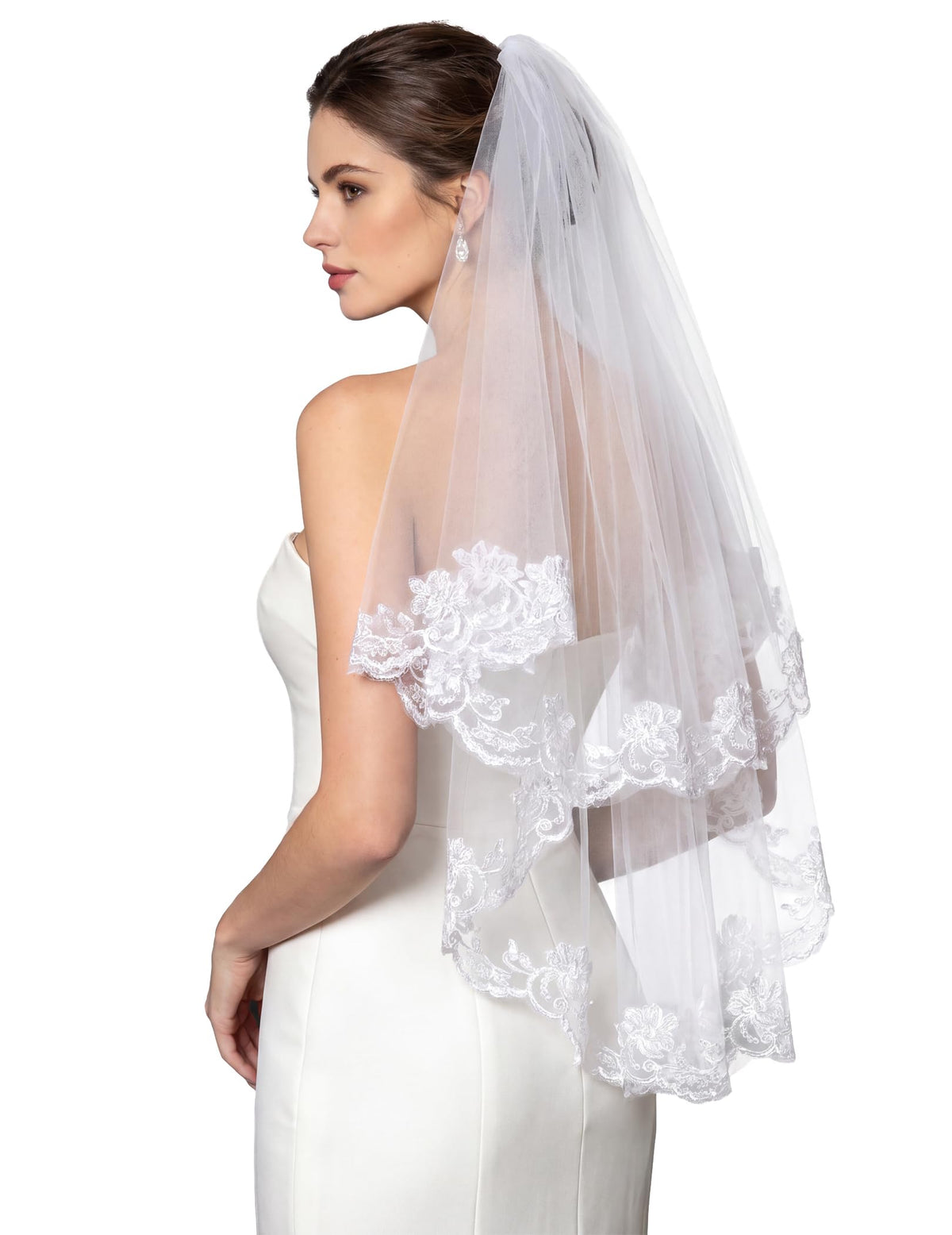 Avidlove Lace Tirm Wedding Veil Bachelorette Bridal Veils Halloween Costume