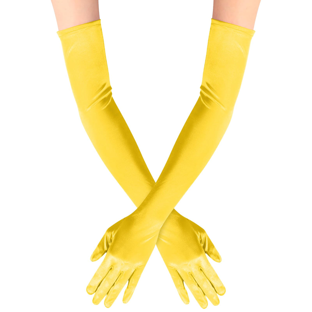 Long Opera Satin Gloves for Women Costume Elbow Length 1920s Dress, 21 inch