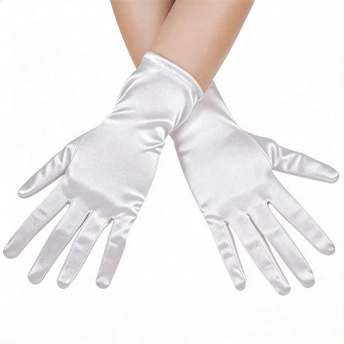 Women's Short Satin Opera Gloves for Wedding Bridal Prom Dance Dress, 9inch