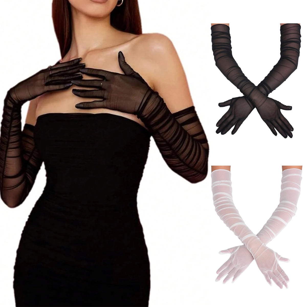 Avidlove Women's Long Sheer Gloves Tulle Mesh Opera Gloves