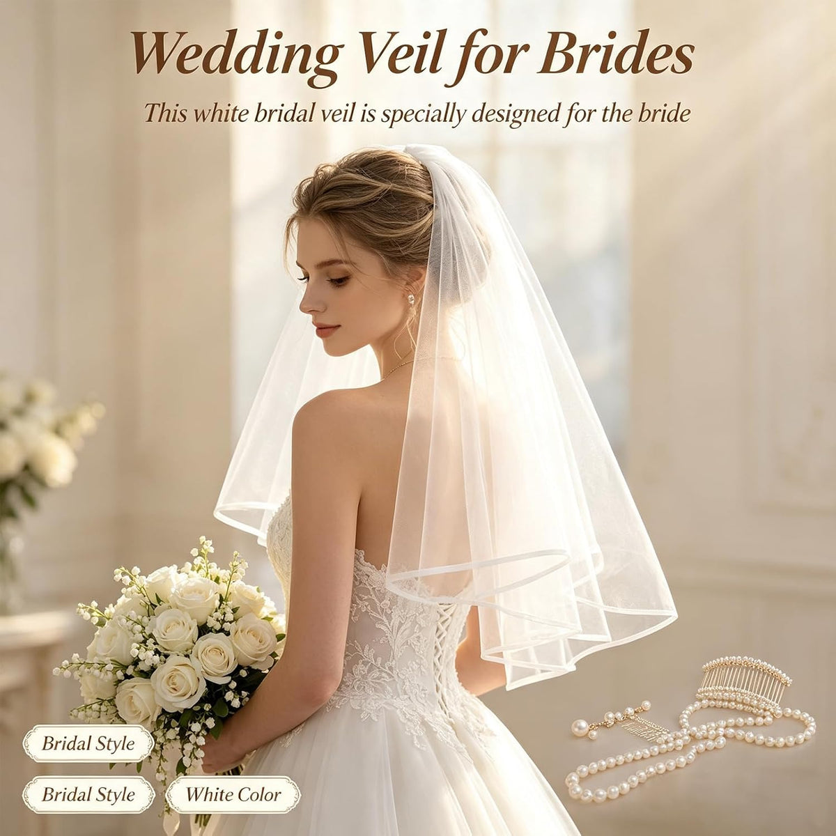 Wedding Veil,Bridal Veil,Veils for Women Wedding,Bachelorette Veil