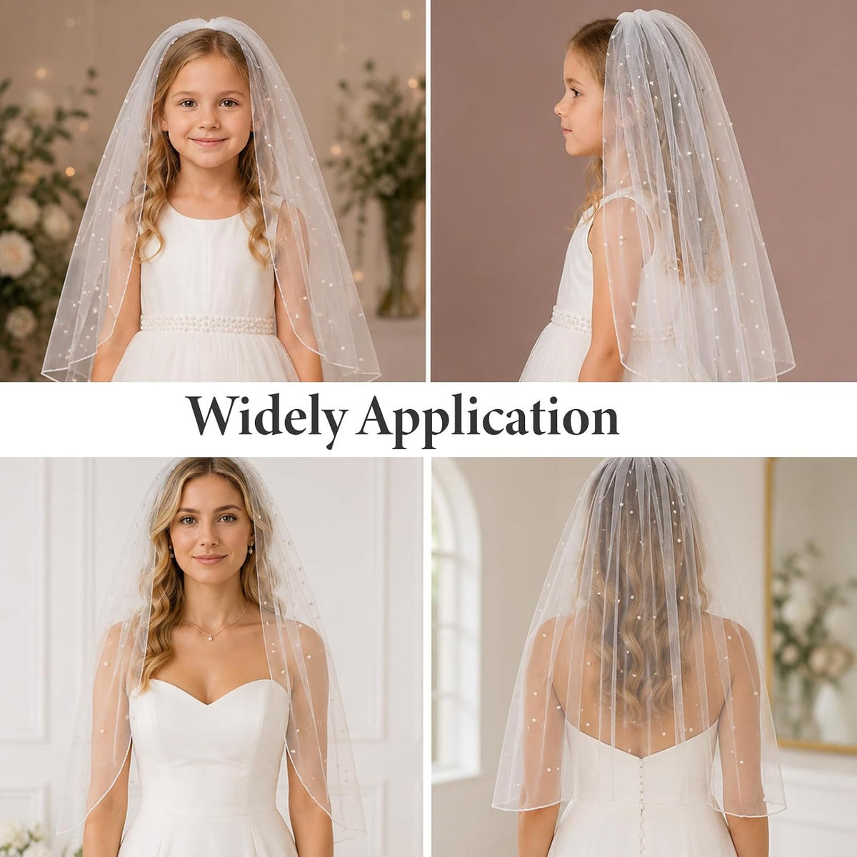 White Short Wedding Veil Pearl Bridal Veil with Comb Short White Bachelorette Veils Tulle Veils for Wedding Bridal Shower Gift Brides Women