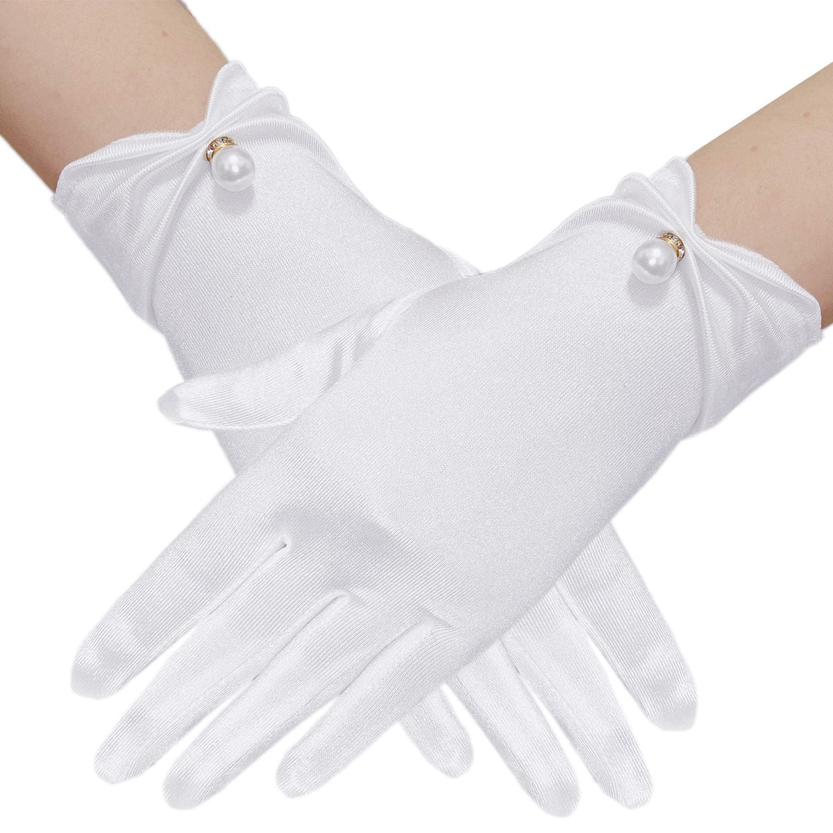 Gionforsy Floral Lace Gloves for Bridal Elegant Short Wrist Opera Gloves