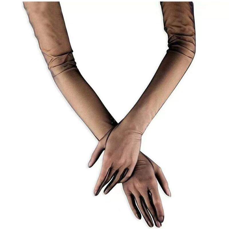 Bride's wedding gloves flat light panel wedding ceremony mesh wedding sun protection sheer host performance bridal long gloves