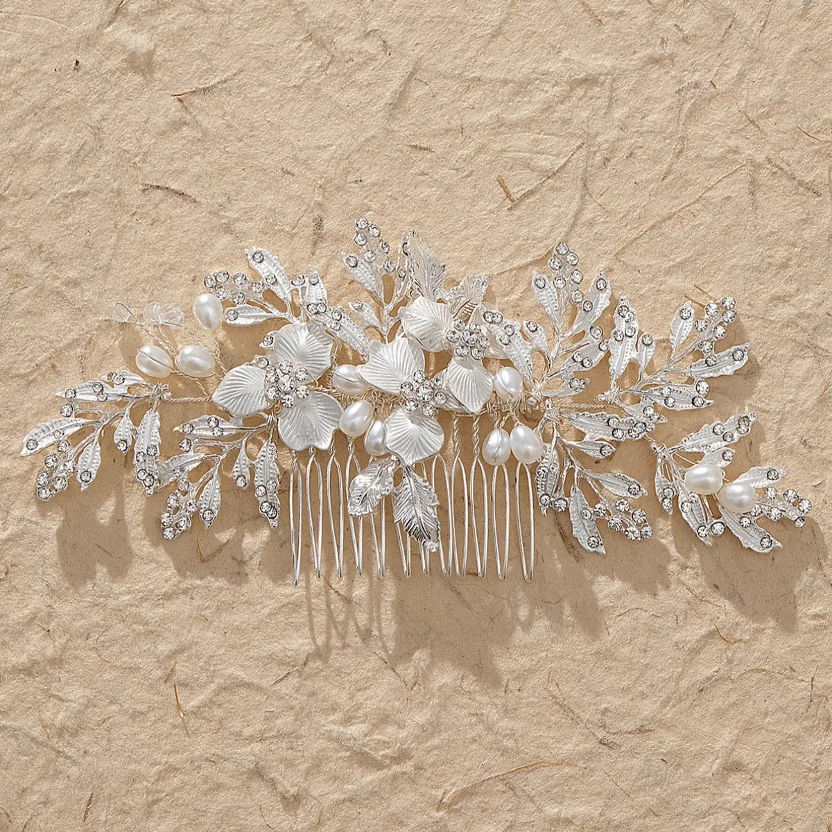 French Vintage Pearl Rhinestone Hair Comb, Stunning Bride Wedding Headpiece, Gold Leaf Hair Pin, Bridesmaid Photo Shoot Accessory