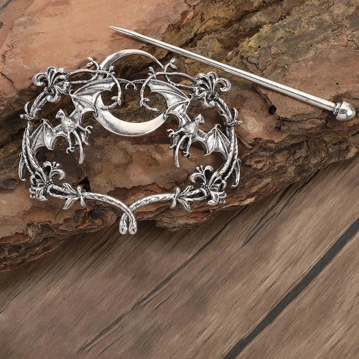 Viking Style Retro Fashion Moon Flower Vampire Bat Hair Clip, Celtic Knot Hair Stick, Nordic Party Accessory, Gift for All Occasions