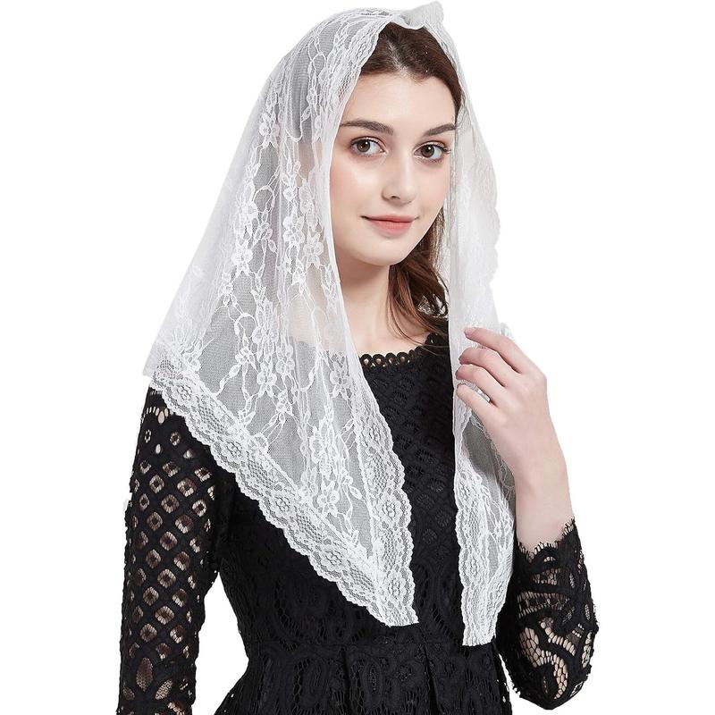 Triangle Veil Triangle Chapel Veil Lace Bridal Veil Funeral Veils for Women Lace Head Covering Y021 (Navy) at Women’s Clothing store