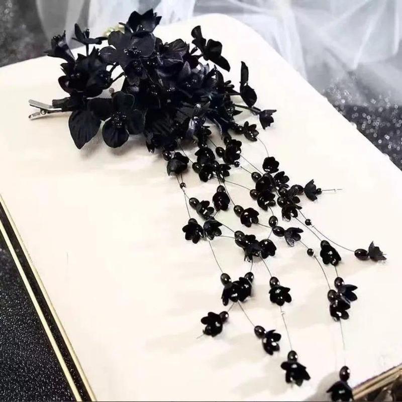 New New Chinese Style Flower Hairpin Pearl Luxury Tassel Side Clip Side Clip Bridal Headwear