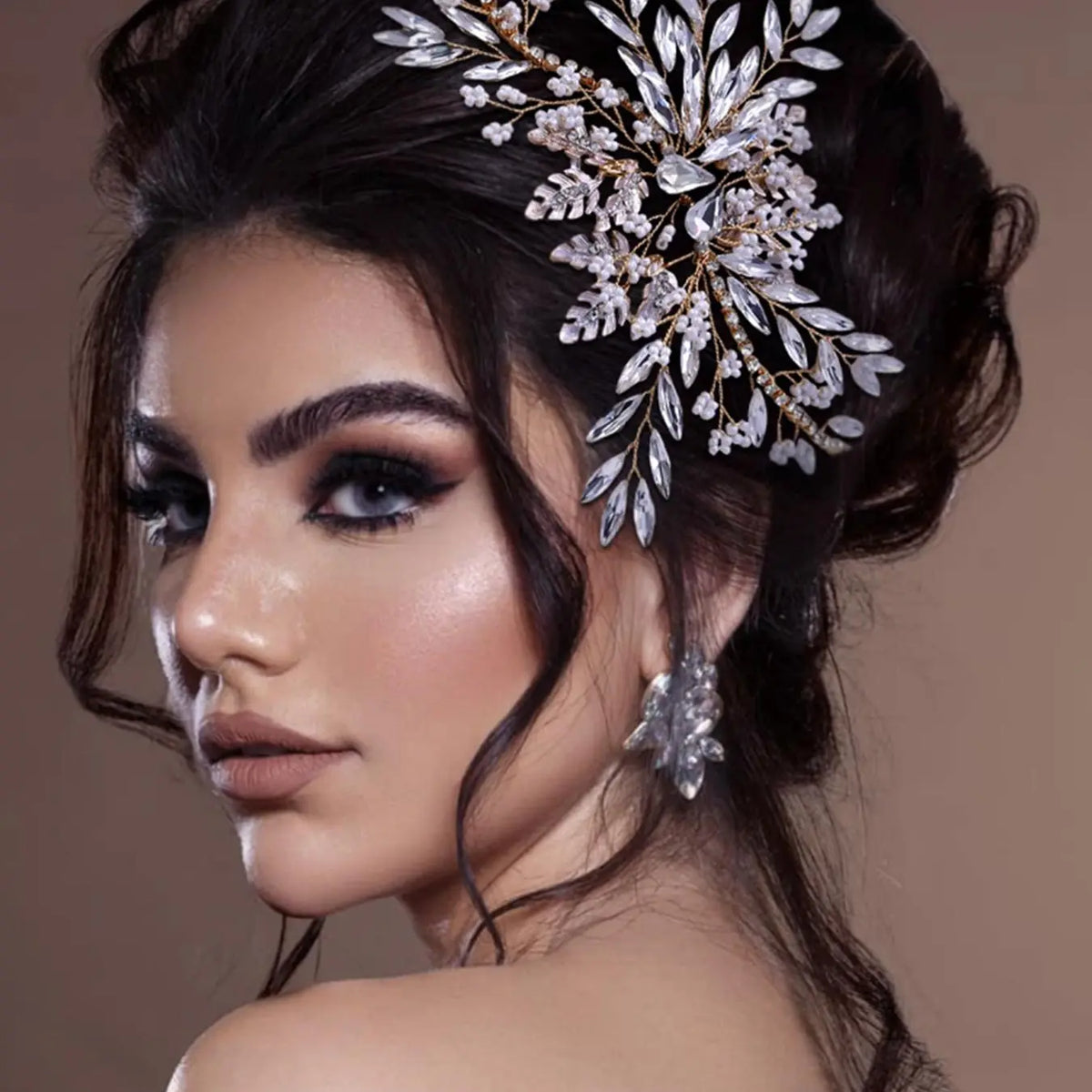 Rhinestone Decorated Bridal Headwear Tiara, Elegant Snowflake Design Hair Accessories for Wedding Bridal Party Formal Occasions, Fashion Hair Accessories for Women
