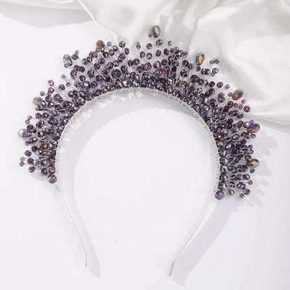 9-Color Crystal Bridal Crown Headband, Silver Bedazzled Diamond Accent Hairpiece, Handmade Luxury Hair Accessory for Brides (Bridal Shower, Ceremony, Birthday, Pink Headbands Option), Bedazzled Diamond Accent Headbands