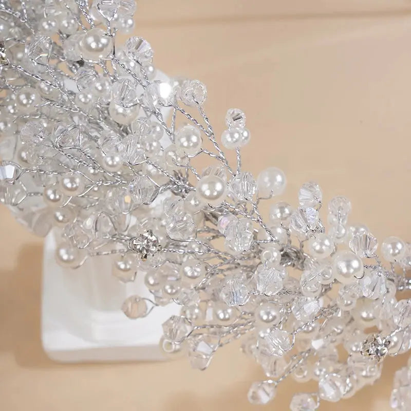 Luxury Pearl Crystal Bridal Tiara Headband
