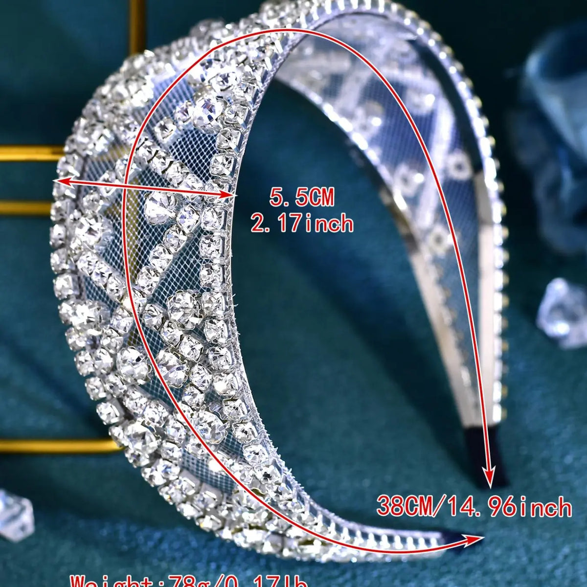 Rhinestone Decorated Bridal Headband, Elegant Bridal Headwear for Wedding Bridal Party Formal Occasions, Fashion Hair Accessories for Women