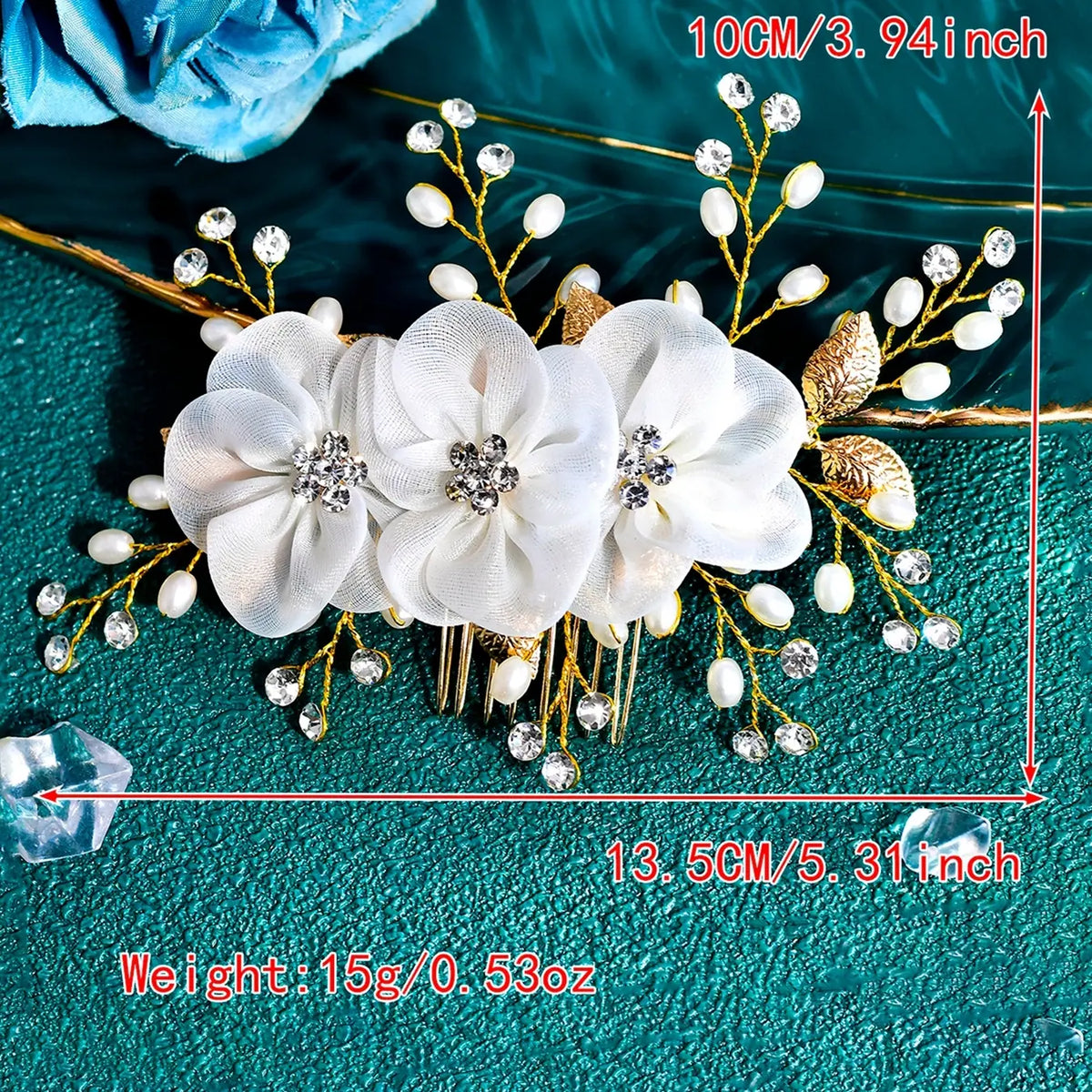 Women's Elegant Bridal Hair Comb with Faux Pearls & Flowers Decoration, Perfect for Wedding Party Photography Accessories