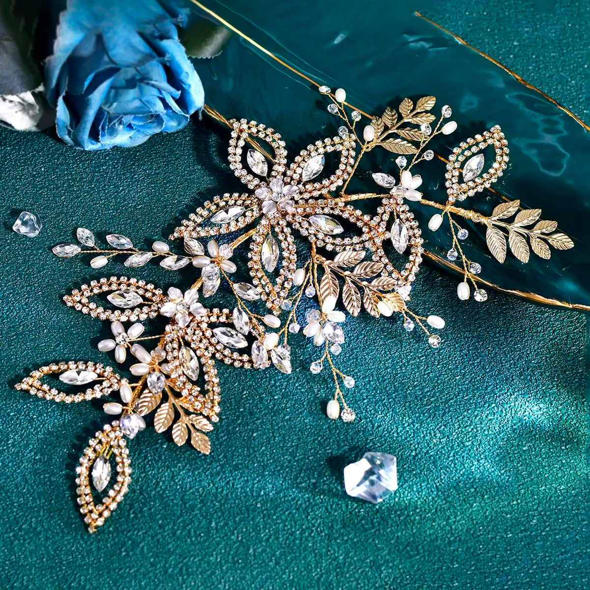 Luxury Leaf Design Headband, Fashionable Rhinestone Decorated Hair Accessories for Wedding Bridal Party Formal Occasions, Elegant Hair Accessories for Women