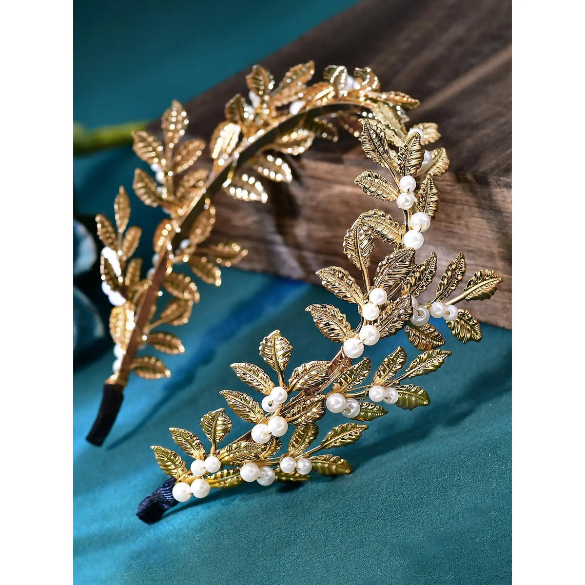 Luxurious Artificial Pearl Alloy Leaf Hairband, Fashionable Bride Headband, Perfect for Wedding Dance Party Photography