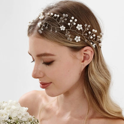 Faux Pearl Decorated Headband, Elegant Bridal Headwear for Wedding Bridal Party Formal Occasions, Fashion Hair Accessories for Women