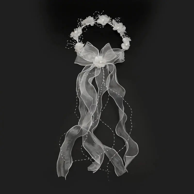 Bridal Handcrafted Floral Vine Veil Headband - Delicate Flower Ethereal Princess Wedding Hair Accessory for Brides, Ideal for Wedding Ceremony, Bridal Photoshoot, Ethereal Look
