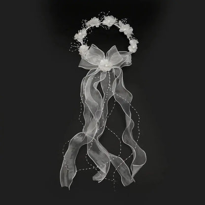 Bridal Handcrafted Floral Vine Veil Headband - Delicate Flower Ethereal Princess Wedding Hair Accessory for Brides, Ideal for Wedding Ceremony, Bridal Photoshoot, Ethereal Look