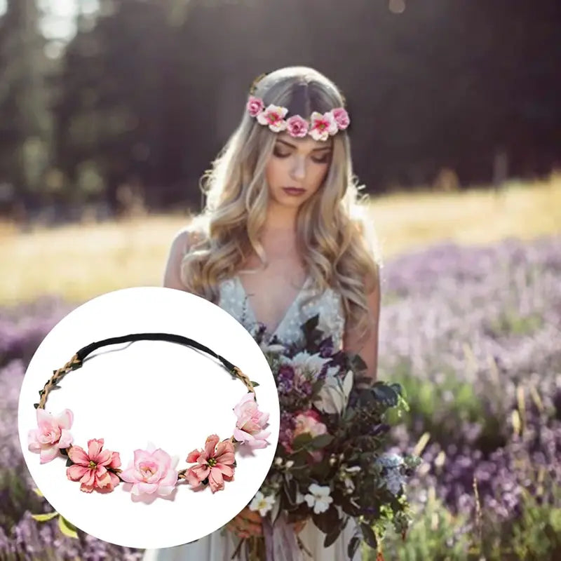 Women's 6pcs/Set Bohemian Fabric-Plastic Layered Flower Wood Hair Accessories with Circular Band - Sewing & Haberdashery Textile Headwear, Soft, Lightweight, Durable - Ceremony Wear for Bridesmaids, All Seasons, Bohemian Look, Photography Use