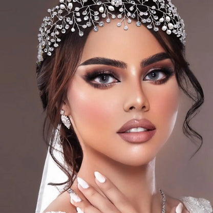 Elegant Handmade Quality Crystal Rhinestone Pearl Headband for Women, Perfect for Weddings Parties Balls, Stylish Hair Accessory