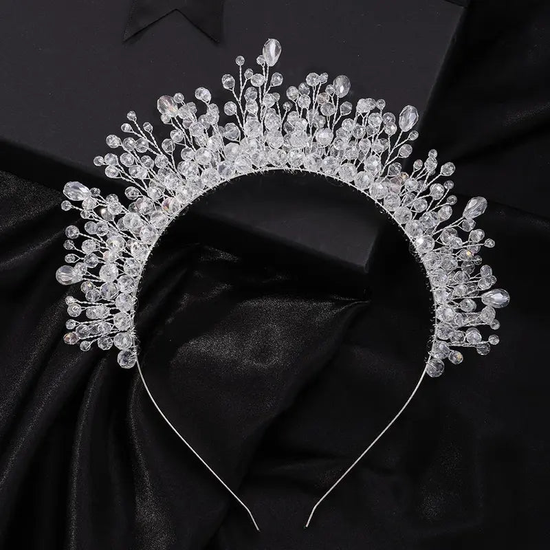 9-Color Crystal Bridal Crown Headband, Silver Bedazzled Diamond Accent Hairpiece, Handmade Luxury Hair Accessory for Brides (Bridal Shower, Ceremony, Birthday, Pink Headbands Option), Bedazzled Diamond Accent Headbands