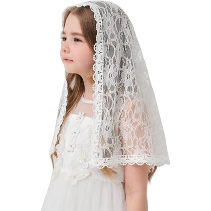 Girls Black Veils - D Shaped Mantilla Chapel Veil for Funeral, Memorial Service - Floral Design Head Cover for Toddler Girls K4 (Black Veil) : Clothing, Shoes & Jewelry