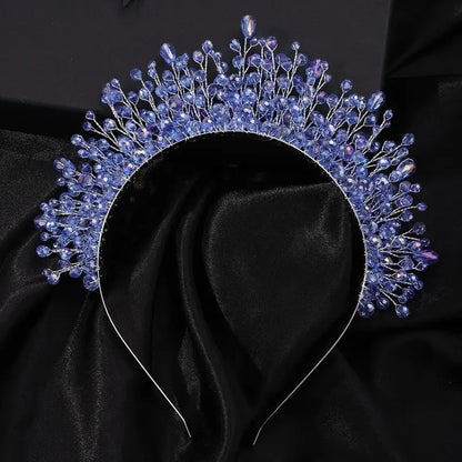 9-Color Crystal Bridal Crown Headband, Silver Bedazzled Diamond Accent Hairpiece, Handmade Luxury Hair Accessory for Brides (Bridal Shower, Ceremony, Birthday, Pink Headbands Option), Bedazzled Diamond Accent Headbands