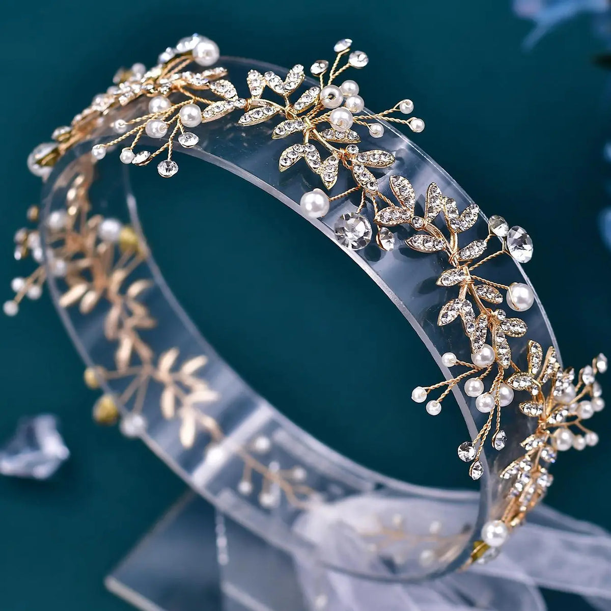 Leaf Design Bridal Headband, Elegant Rhinestone Decor Headband for Wedding Bridal Party Formal Occasions, Fashion Hair Accessories for Women