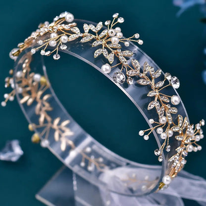 Leaf Design Bridal Headband, Elegant Rhinestone Decor Headband for Wedding Bridal Party Formal Occasions, Fashion Hair Accessories for Women