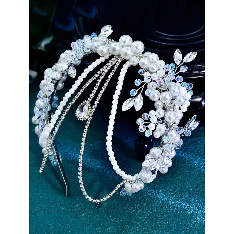 Elegant Ladies Pearl Rhinestone Hair Clip, Perfect Wedding Bride Accessory, Photography Party Holiday Costume Jewelry