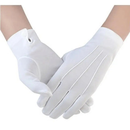 1 Pair White Elegant Formal Gloves, Polyester Dress Gloves for Party Performance Swing Dance Jewelry Care
