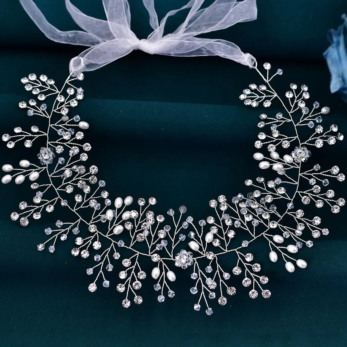 Elegant Handmade Quality Crystal Rhinestone Pearl Headband for Women, Perfect for Weddings Parties Balls, Stylish Hair Accessory