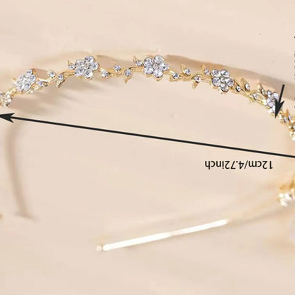Women Silver Color Floral Crystal Headband, Bridal & Party Hair Accessory, Shiny Rhinestone Tiara, 1pc Glamour Elegant Design
