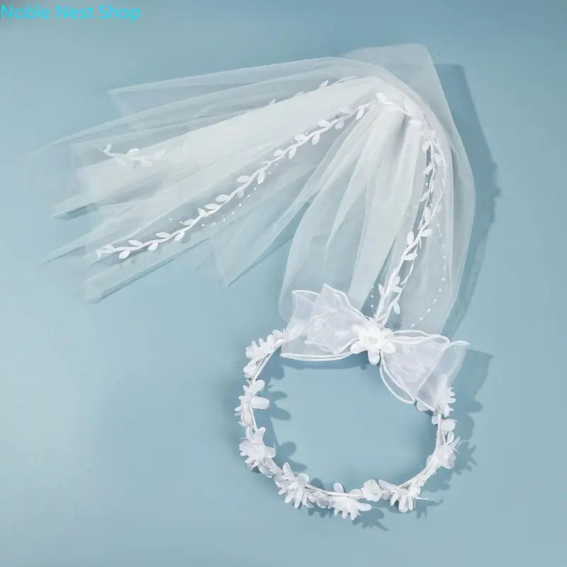 Bridal Handcrafted Floral Vine Veil Headband - Delicate Flower Ethereal Princess Wedding Hair Accessory for Brides, Ideal for Wedding Ceremony, Bridal Photoshoot, Ethereal Look