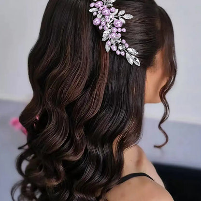 Elegant Handmade Faux Pearl Rhinestone Hair Comb, Festival Decoration, Bridal Wedding Party Banquet Daily Casual Hairstyle Accessory