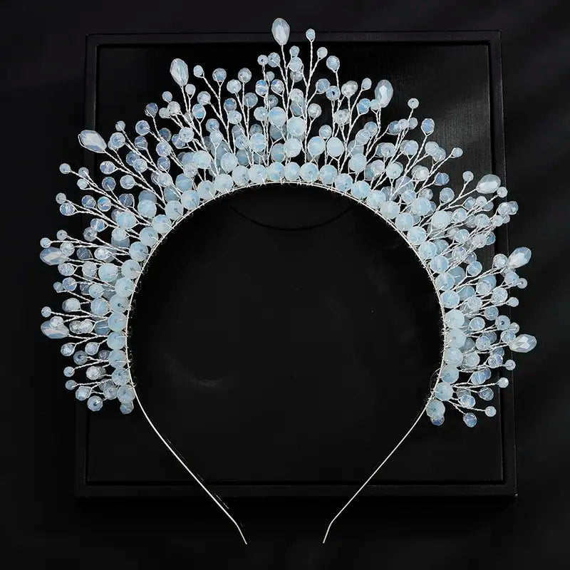 9-Color Crystal Bridal Crown Headband, Silver Bedazzled Diamond Accent Hairpiece, Handmade Luxury Hair Accessory for Brides (Bridal Shower, Ceremony, Birthday, Pink Headbands Option), Bedazzled Diamond Accent Headbands
