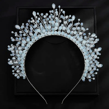 9-Color Crystal Bridal Crown Headband, Silver Bedazzled Diamond Accent Hairpiece, Handmade Luxury Hair Accessory for Brides (Bridal Shower, Ceremony, Birthday, Pink Headbands Option), Bedazzled Diamond Accent Headbands