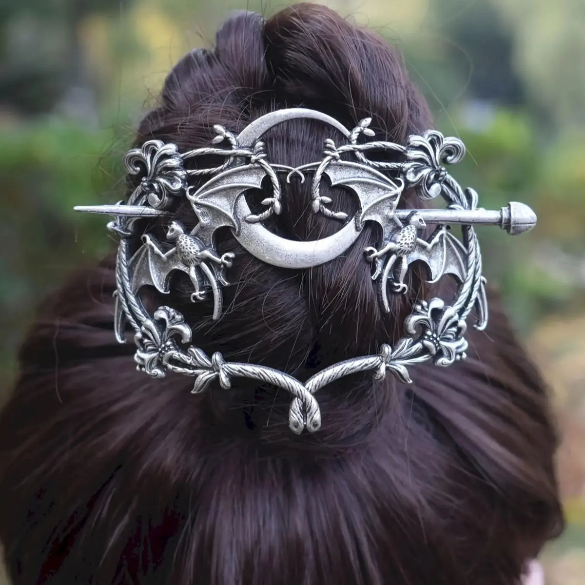 Viking Style Retro Fashion Moon Flower Vampire Bat Hair Clip, Celtic Knot Hair Stick, Nordic Party Accessory, Gift for All Occasions