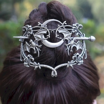 Viking Style Retro Fashion Moon Flower Vampire Bat Hair Clip, Celtic Knot Hair Stick, Nordic Party Accessory, Gift for All Occasions