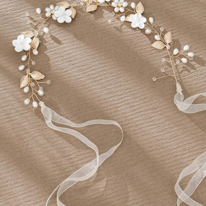 Faux Pearl & Rhinestone Decorated Headband, Elegant Flower Design Headband for Wedding Bridal Party Formal Occasions, Fashion Accessories for Women