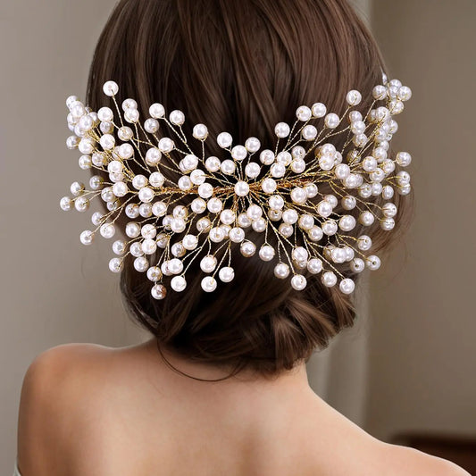 Faux Pearl Decorated Hair Comb, Hairpiece, Elegant Rhinestone Decorated Hair Accessories for Wedding Bridal, Fashion Hair Accessories for Party, Daily Clothing Decor
