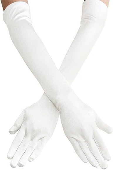 Long Opera Satin Gloves for Women Costume Elbow Length 1920s Dress, 21 inch
