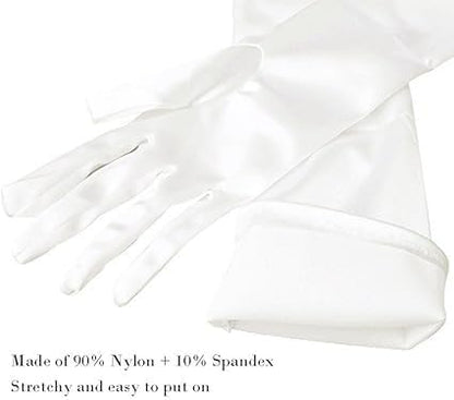 Long Opera Satin Gloves for Women Costume Elbow Length 1920s Dress, 21 inch