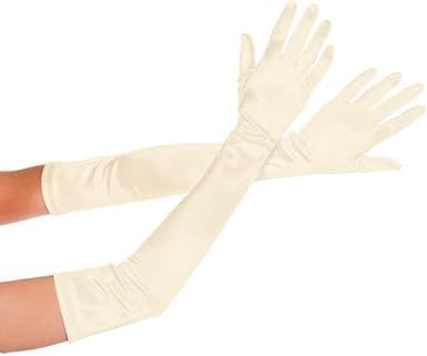 Long Opera Satin Gloves for Women Costume Elbow Length 1920s Dress, 21 inch
